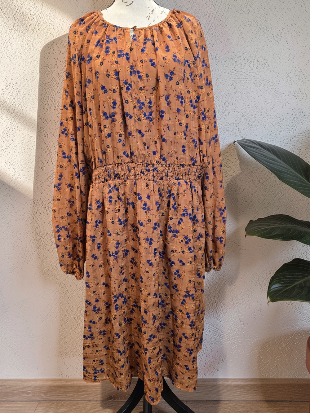 Draper James RSVP Smocked Waist Dress Cinnamon XXL